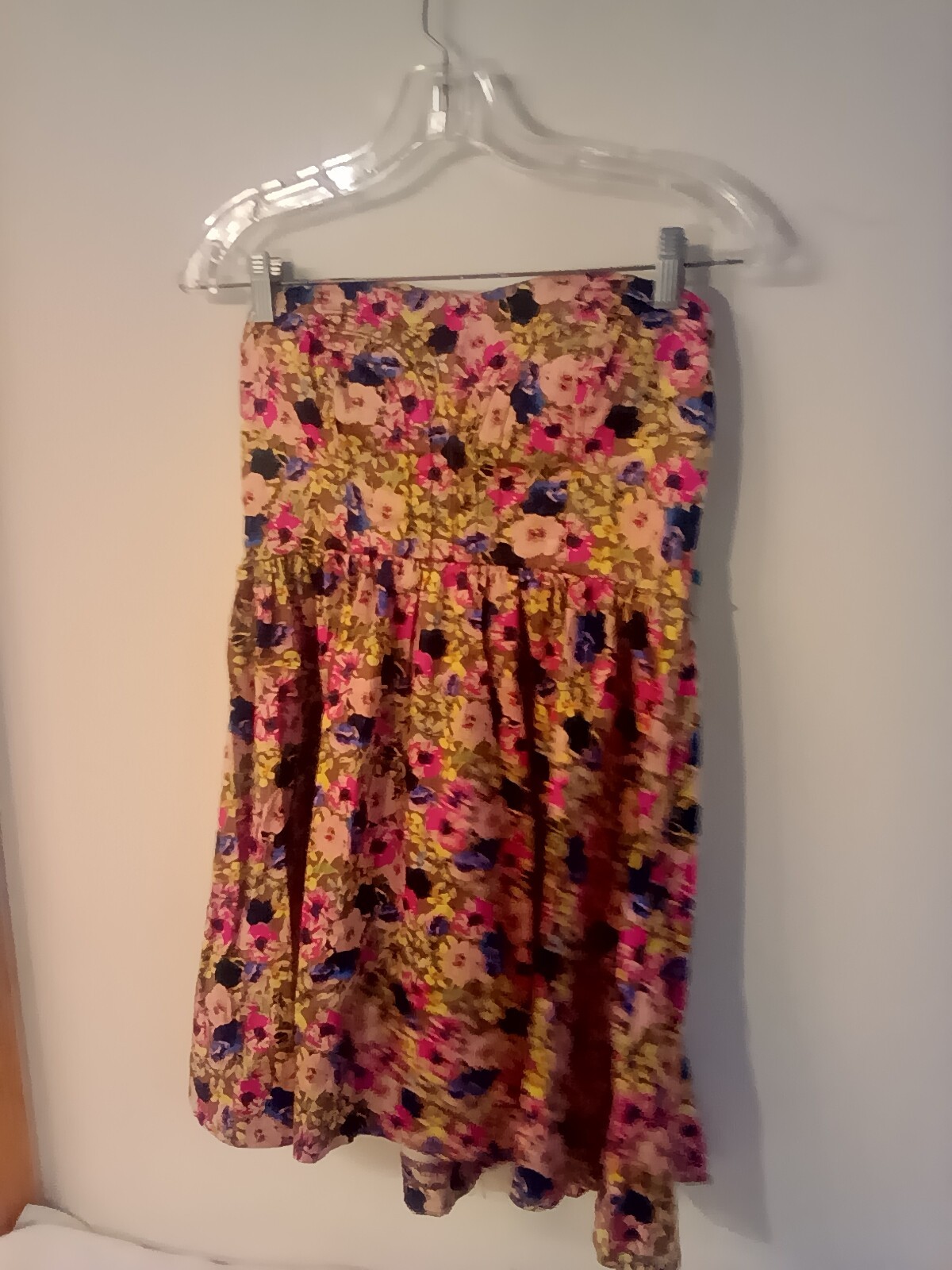 XOXO floral sundress multicolor 9/10 cotton spandex strapless zip padded cup