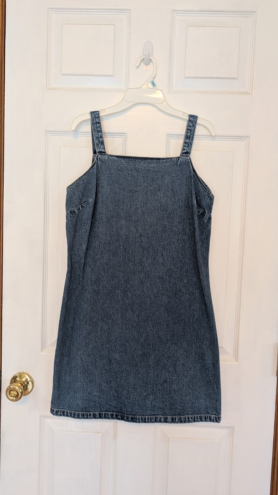 Vintage Y2k Old Navy Blue Jean Denim Tank Mini Dress Straight Style Back Zip 2