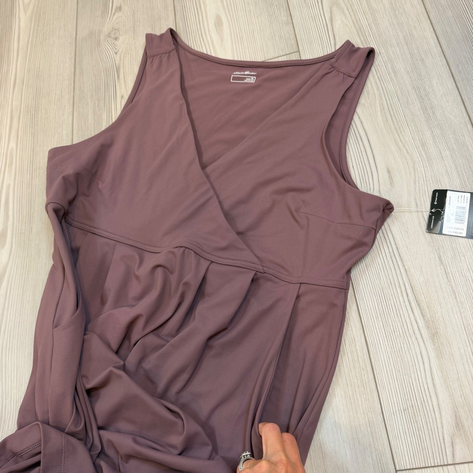 NWT Eddie Bauer Aster 7 Days Crossover Dress Dusty Violet XL UPF 50+ Pockets