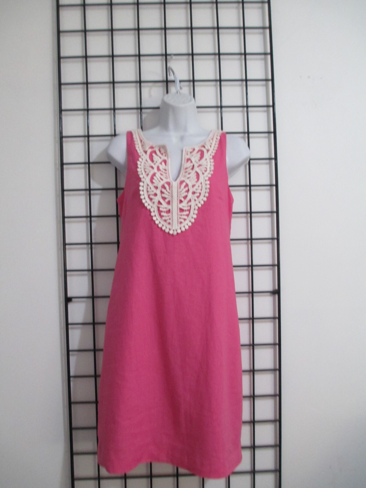 “NEW” KENSIE / ORG $68 🌸 SIZE 2 ==PINK / LINEN BLEND / LACE FRONT SHIFT DRESS