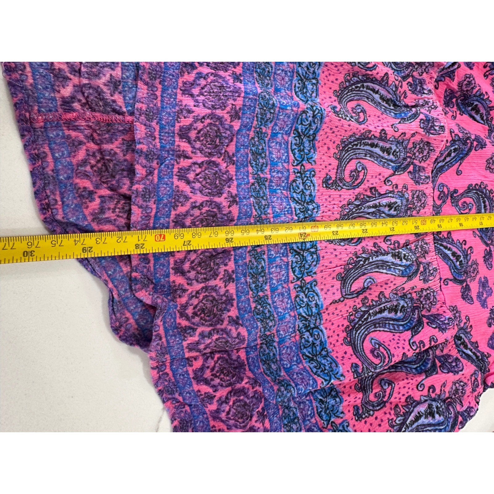 SCOOP Pink Paisley Crochet V Neck Tunic Dress Coverup Womens S Boho