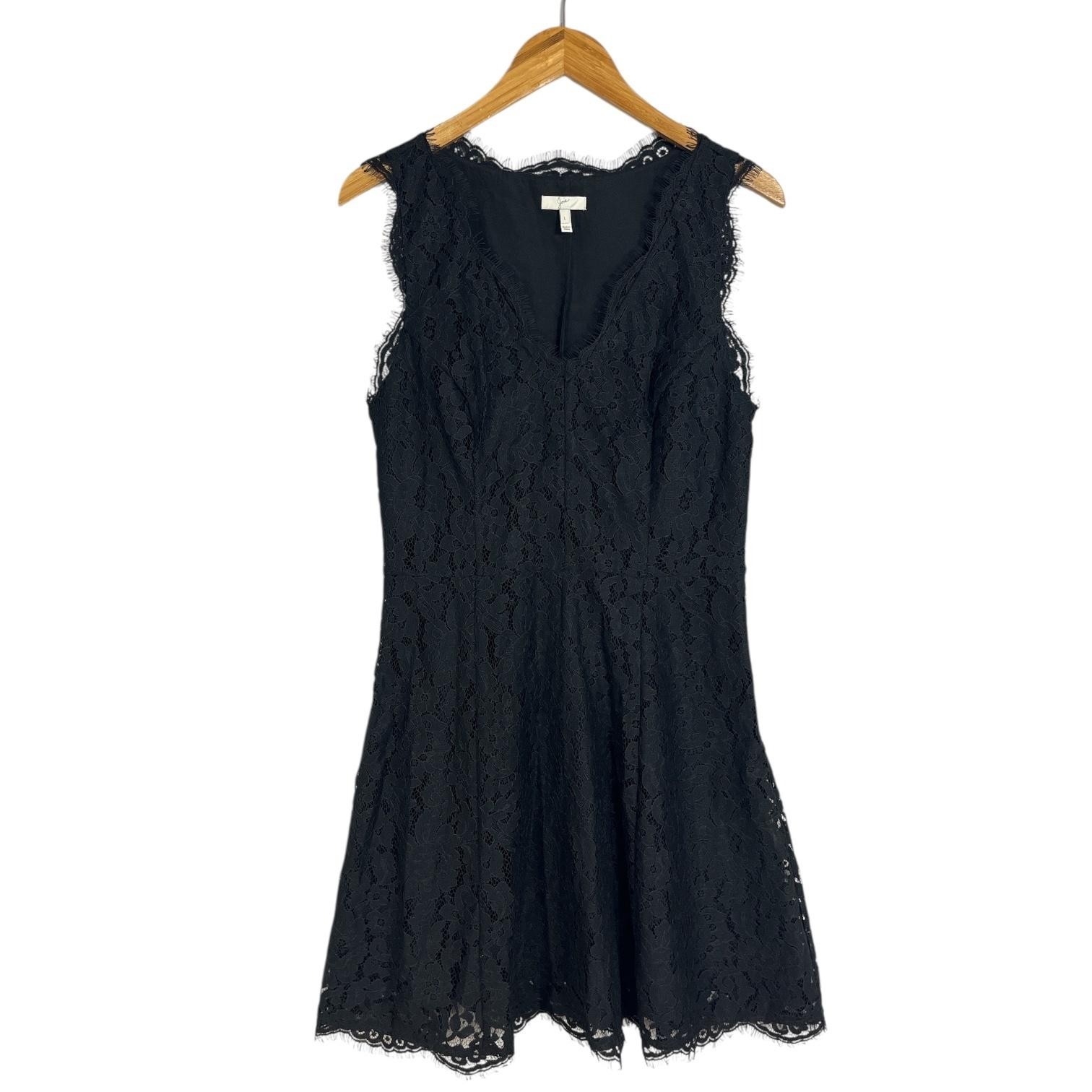 Joie Dress Womens Large Black Lace Fit & Flare V Neck Sleeveless Cocktail Party