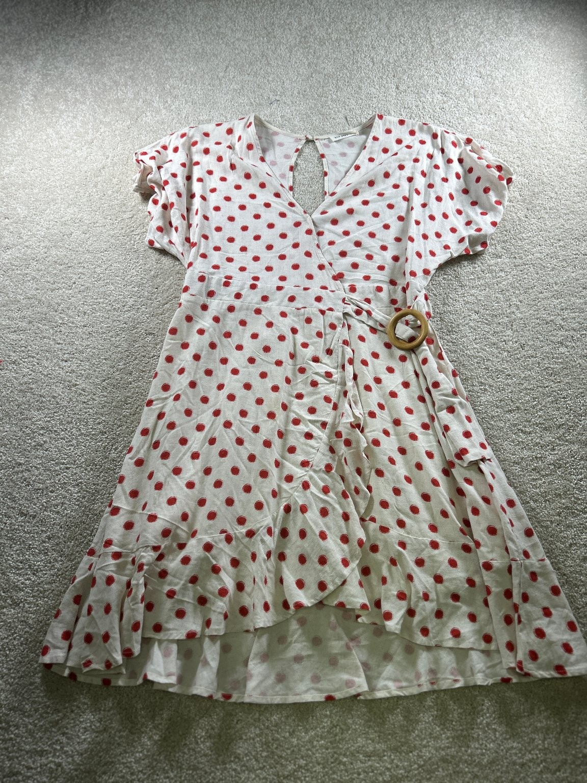 Blu Pepper Women’s Polka Dot Wrap Dress Medium Linen Rayon