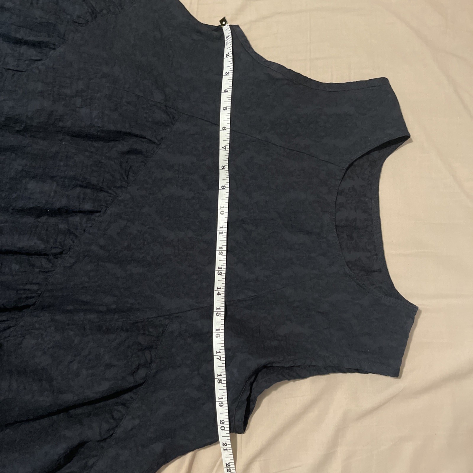 Unbranded Dress Black Small Textured Fabric Bell-Shaped Jagged Hem Lagenlook
