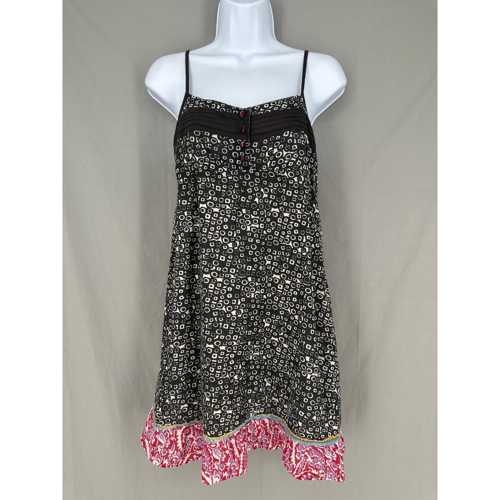 Y2K Vintage Dress Womens XS Brown Babydoll Billabong Surfer Tiered Cotton Beach
