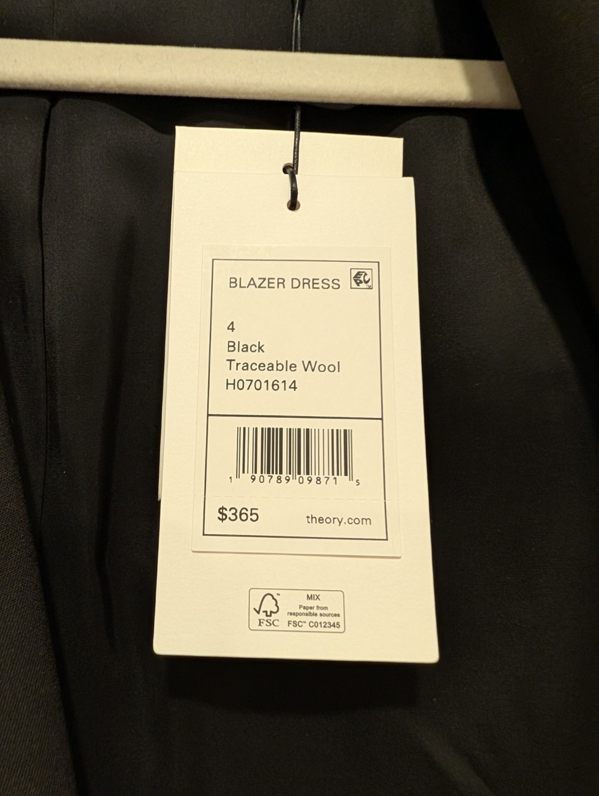 Theory Black Blazer Dress Size 4 NWT