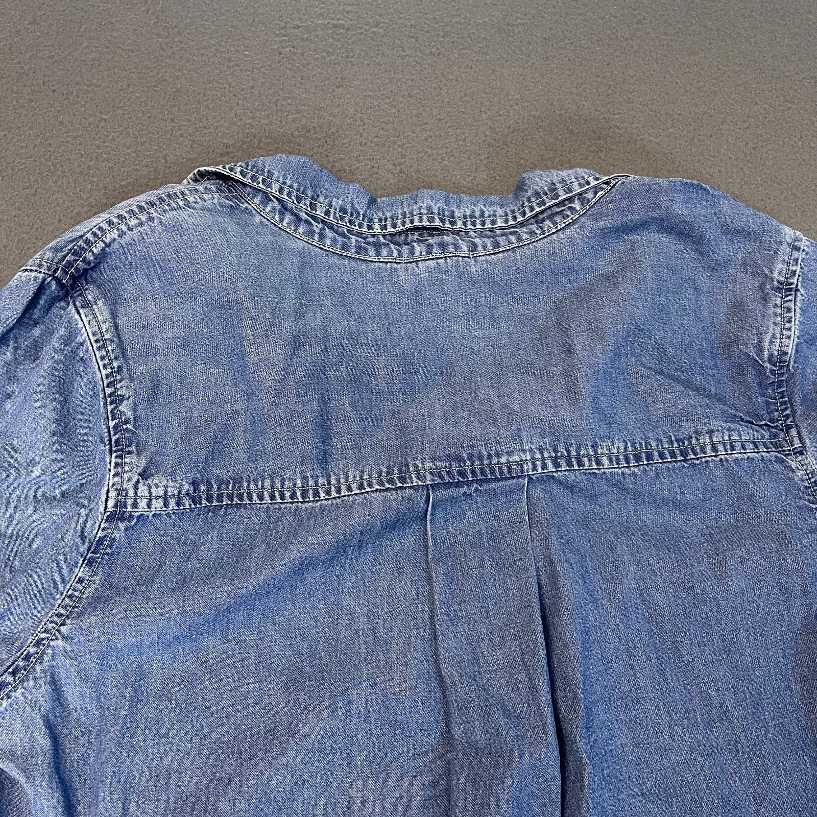 Splendid Womens Lg Denim Shirt Dress 1/2 Sleeve Pockets High Low Collar Lyocell
