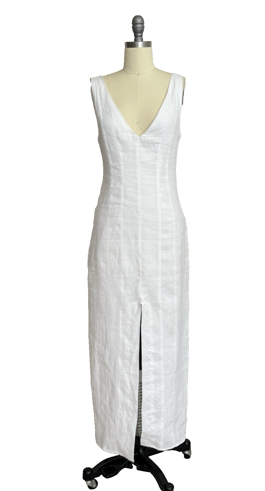 DISSH White Linen Sleeveless Midi Dress Size AU 8 / US 4 / EU 36