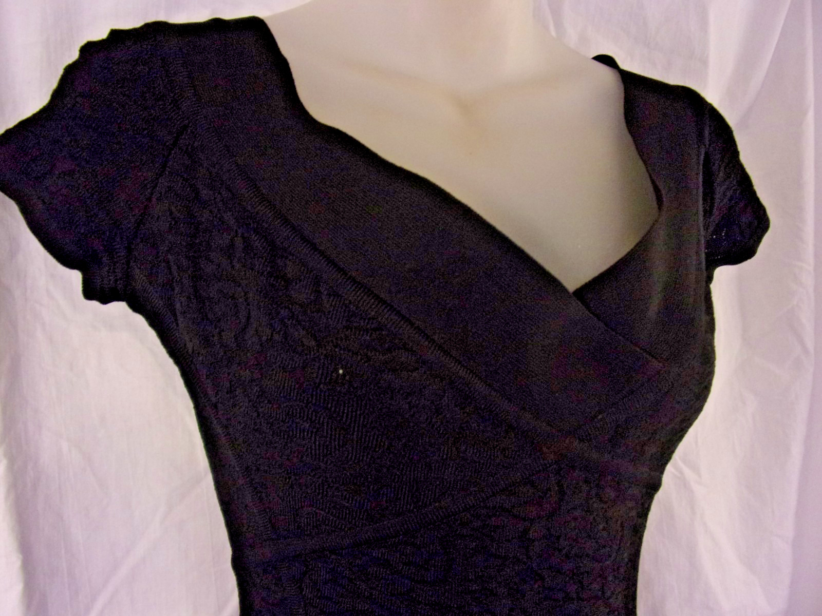 Vintage Herve Leger Black Lace Bandage Classic Iconic Bodycon Dress M