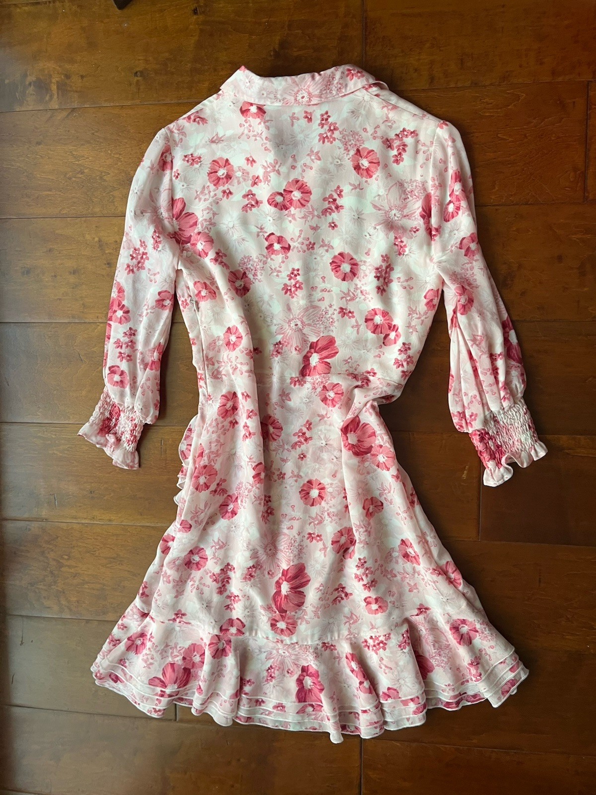 SOCAPRI Floral in White Pink Floral Print Silk Blend Shirt Dress 42 S