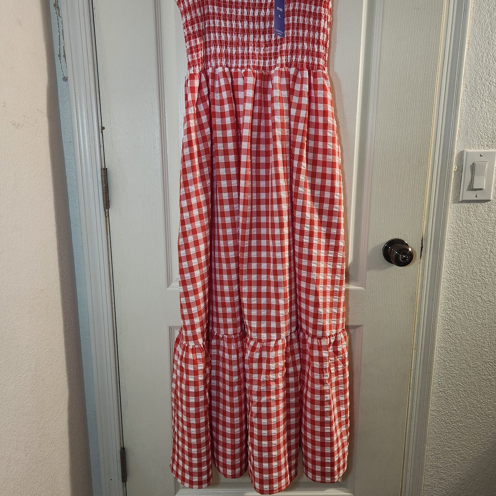 Retro Plaid/Gingham Maxi Dress By Chouyatou Women’s XL NWT Pockets