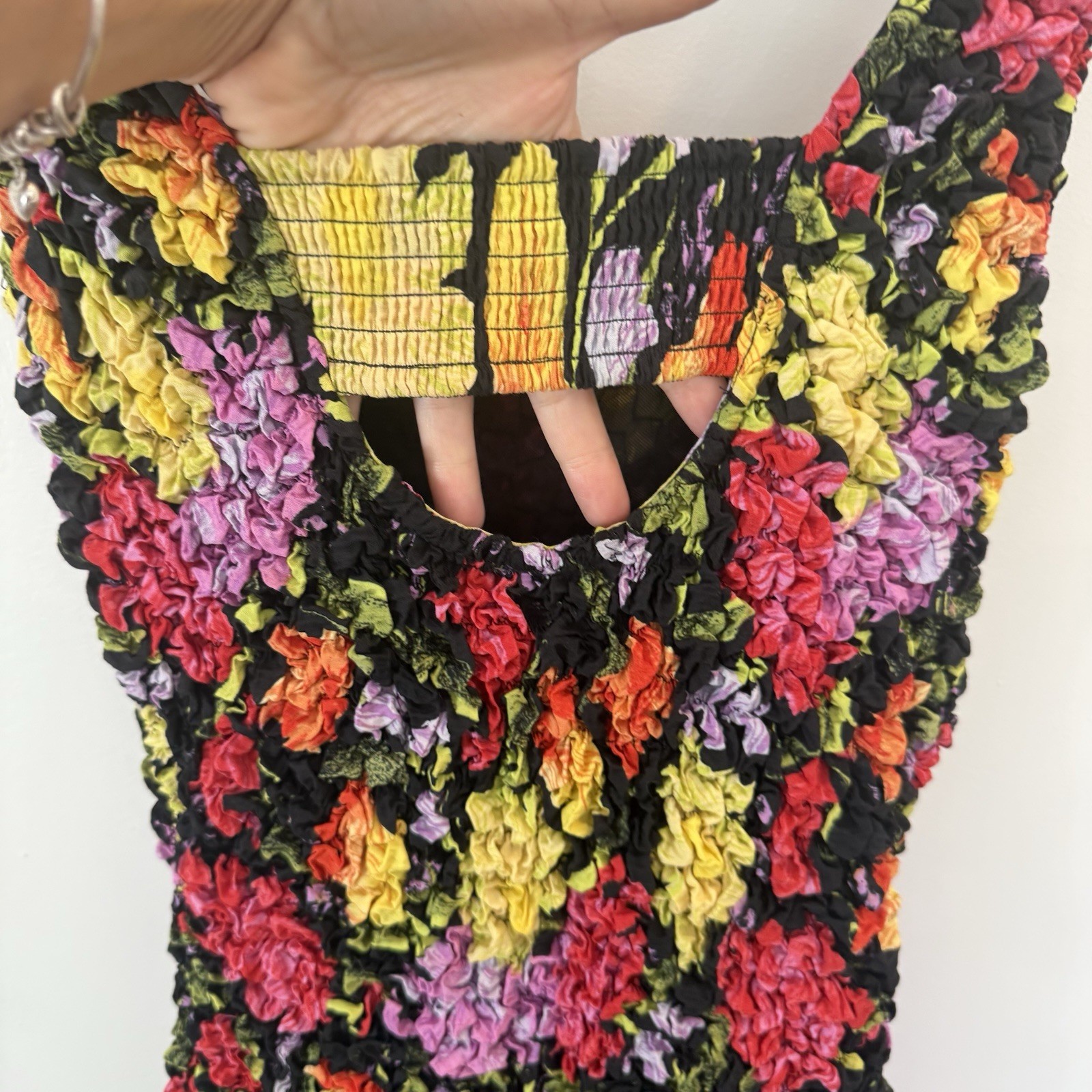 Anthropologie Pebble Smocked Dress M Midi Floral Yukiko Noritak Bodycon #190