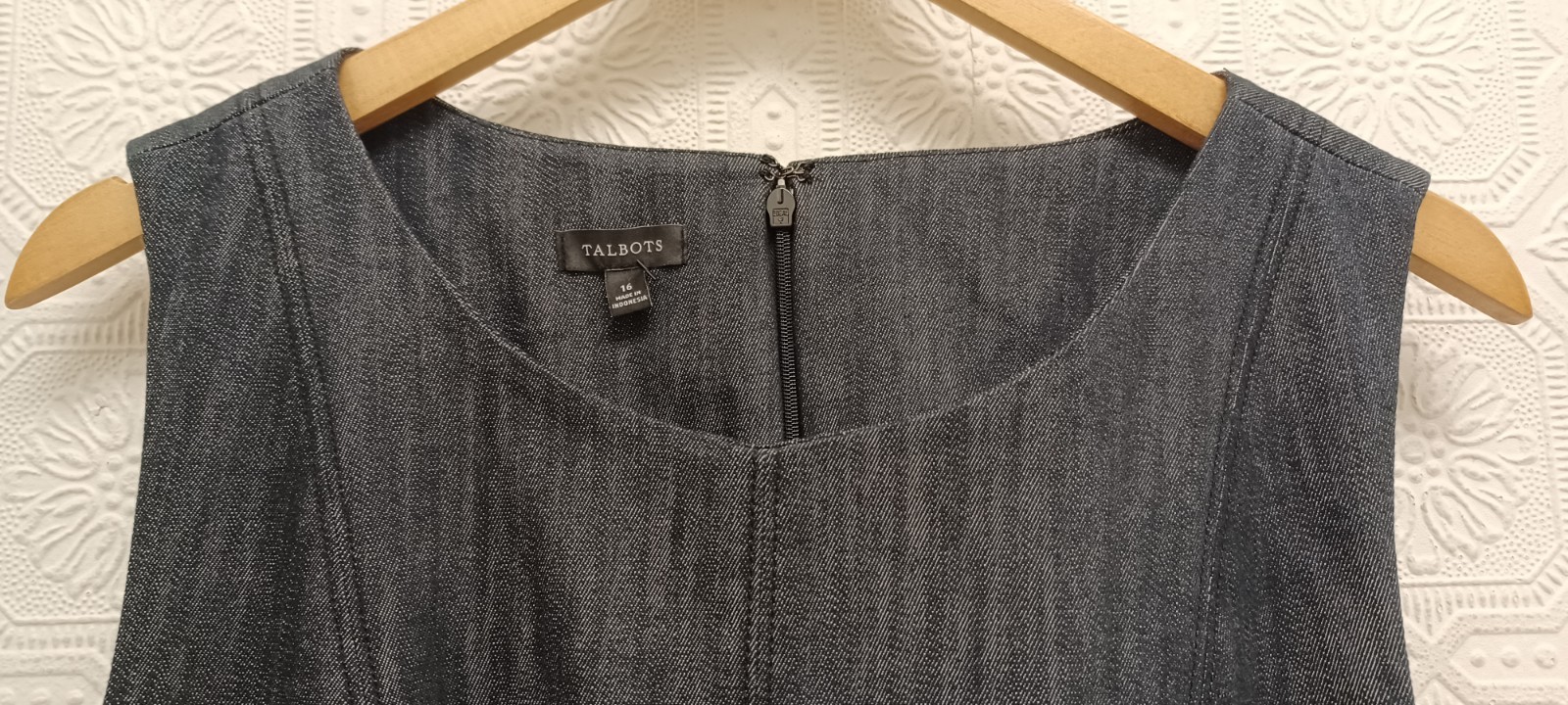 NWT Talbots Cotton Blend Black Denim Ankle Length Dress Misses Size 16