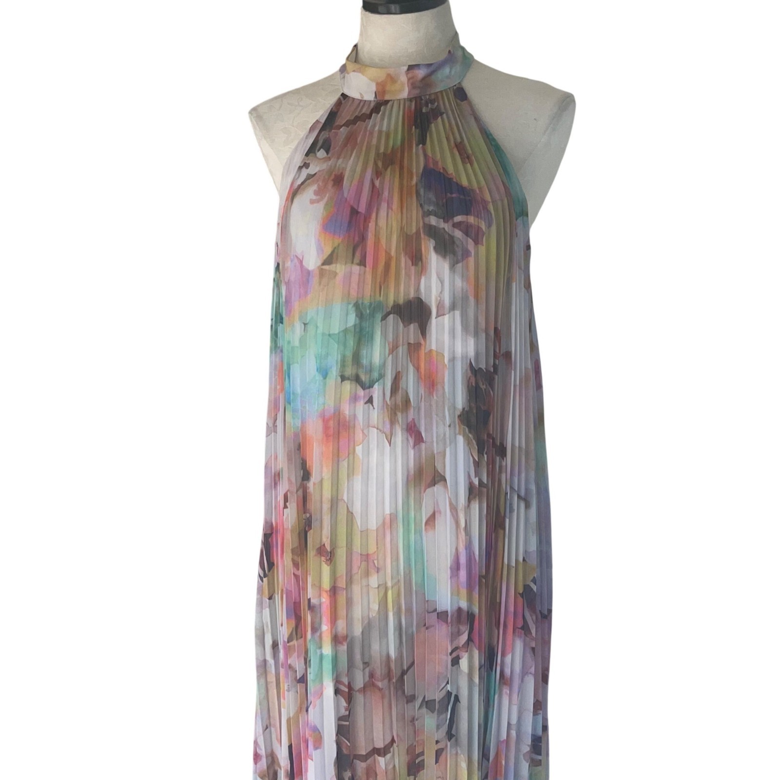 Ted Baker Dress Floral Pleated Womens Size 5 Maxi Multicolor Daydream New Design