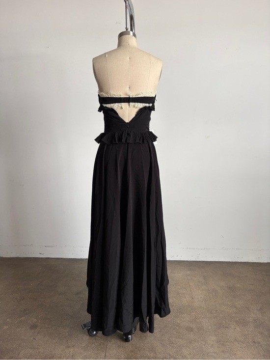 $898 NWT For Love And Lemons “Harmony” Silk Strapless Dress in Black Sz Small