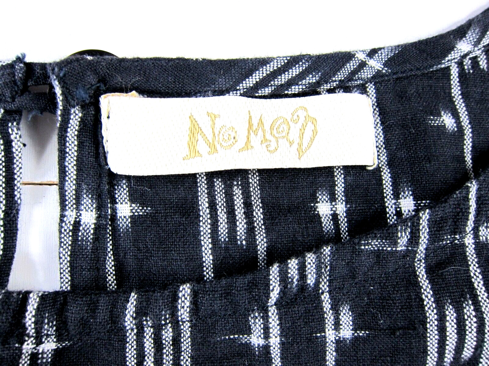 No Mad 100% Cotton Black White Asian Pocket Tank Apron Open Sides Dress Large
