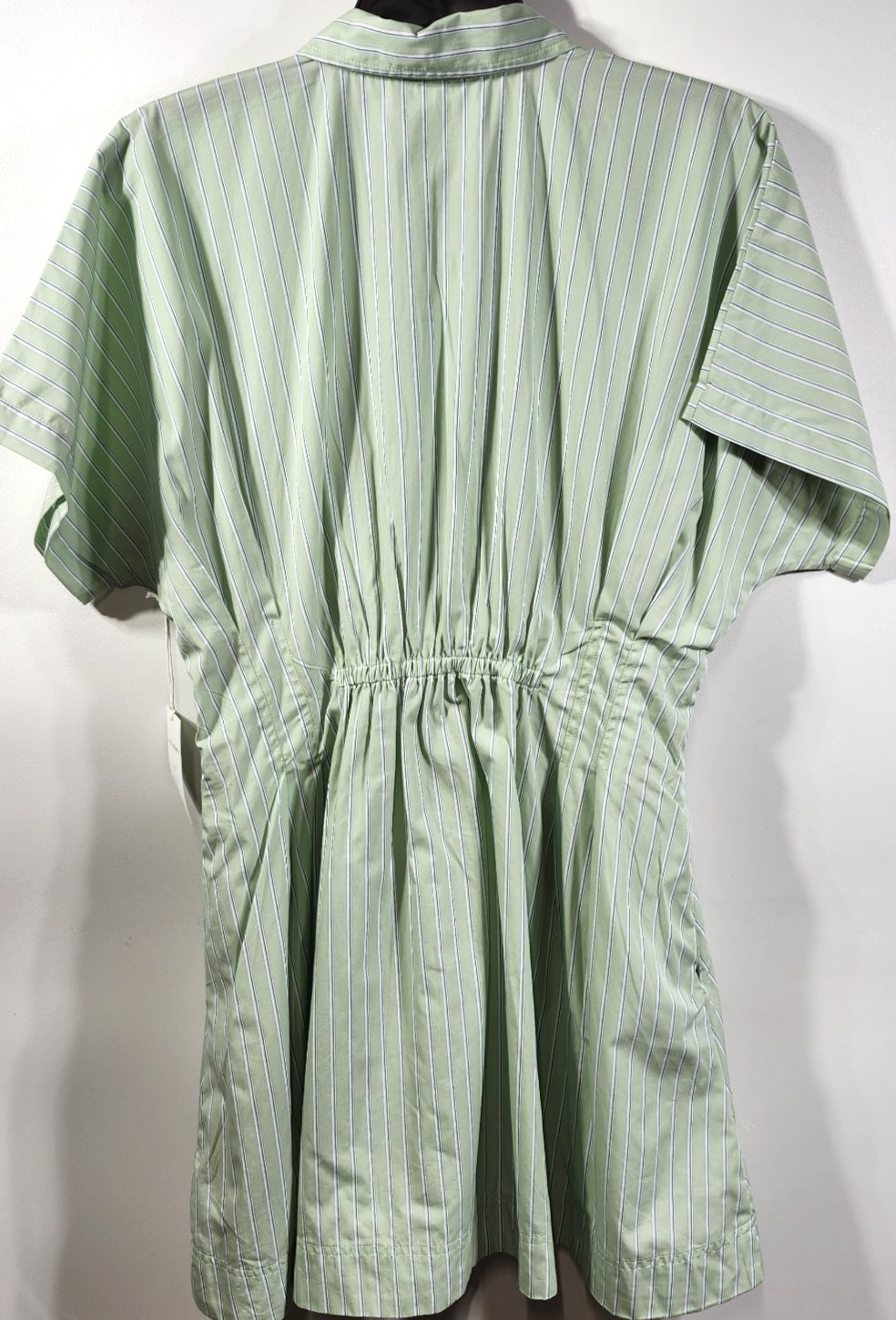 Free Assembly Women’s L Corset Mini Dress Green Striped Button NEW