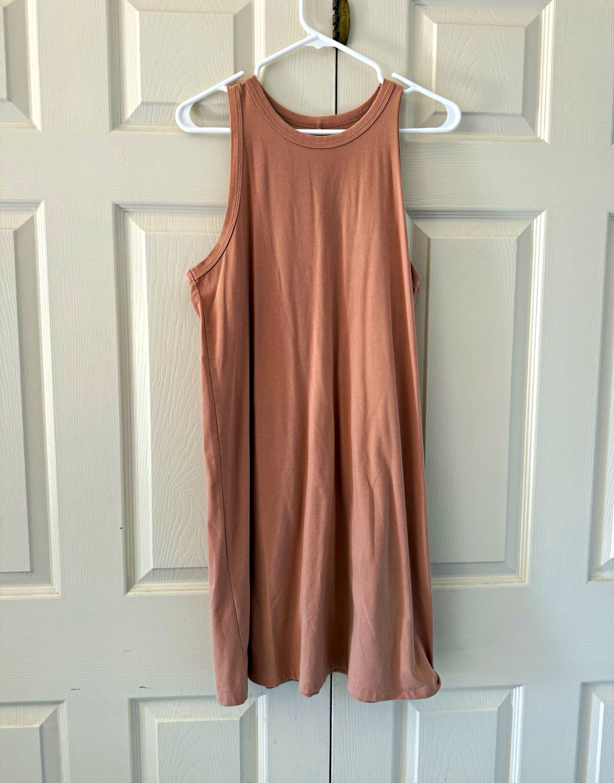 A New Day Women’s Pink Shift Dress Crew Neck Sleeveless Knee Solid Pullover S
