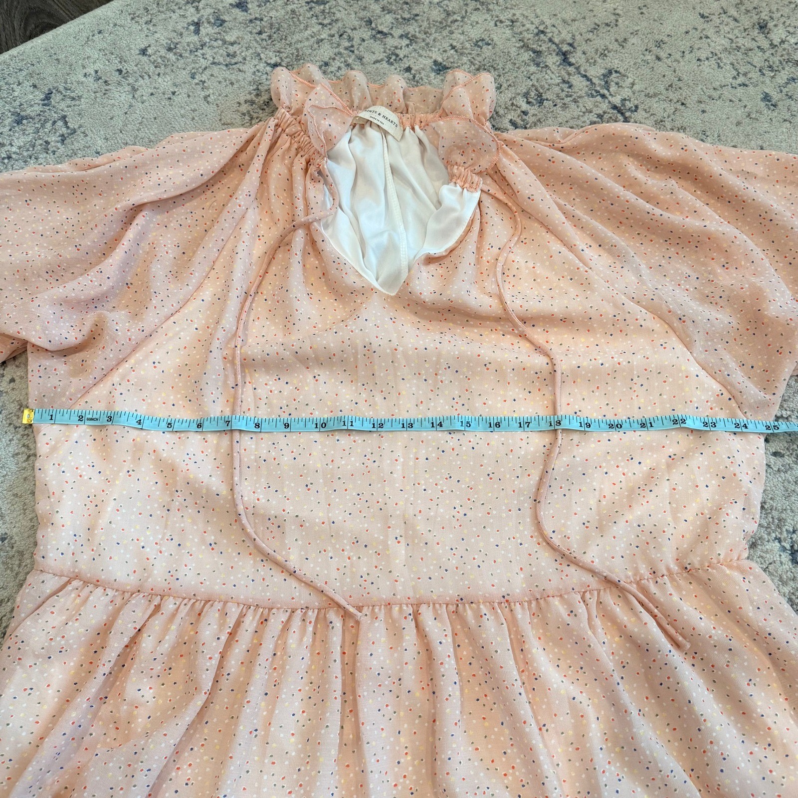 Saints & Hearts Boutique Pink Polka Dot Ruffle Tiered Babydoll Dress Made in USA