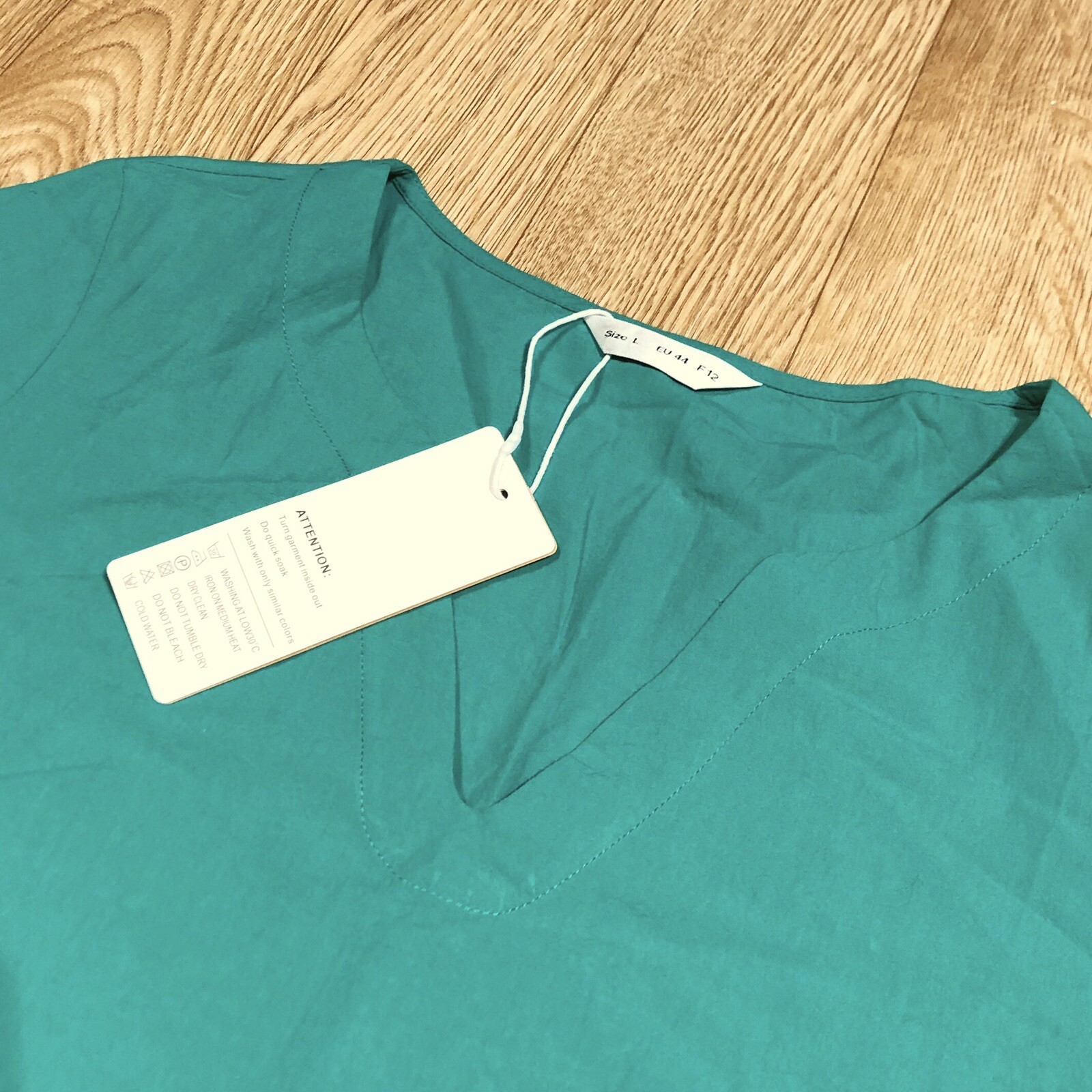 Tendency Dress Teal Half Sleeve V Neck Size Large Women’s Bnwt (eur44)