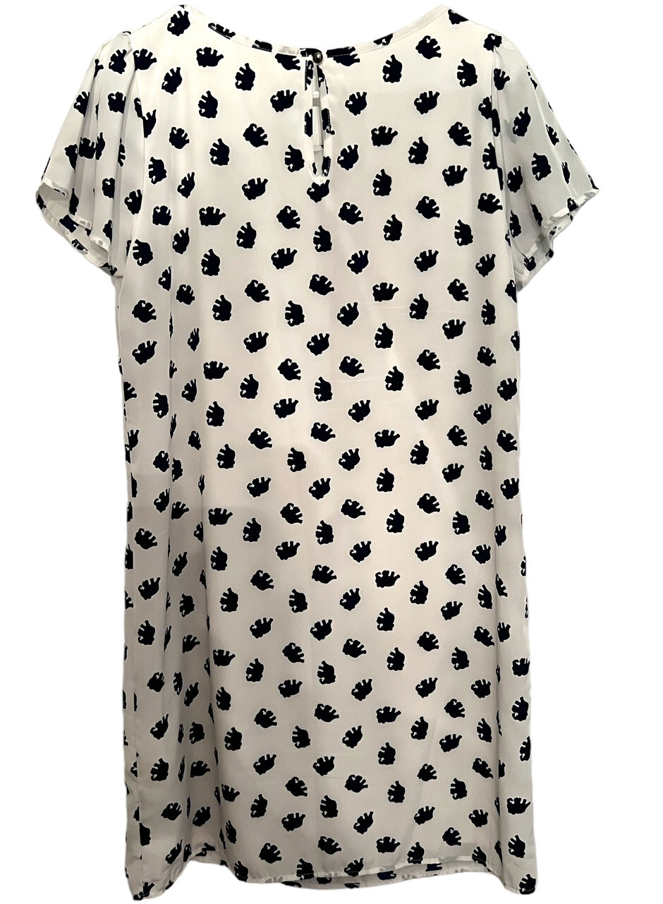 Peach Love California Elephant Dress White And Navy Knee Length Small