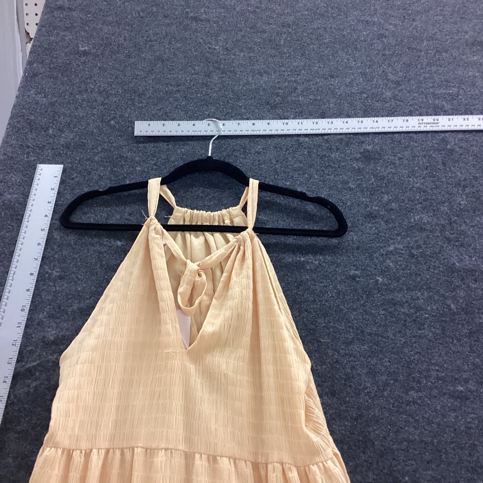 #101 A New Day Womens Yellow Tie Neck Smocked Sheath Dress Size Medium NWT
