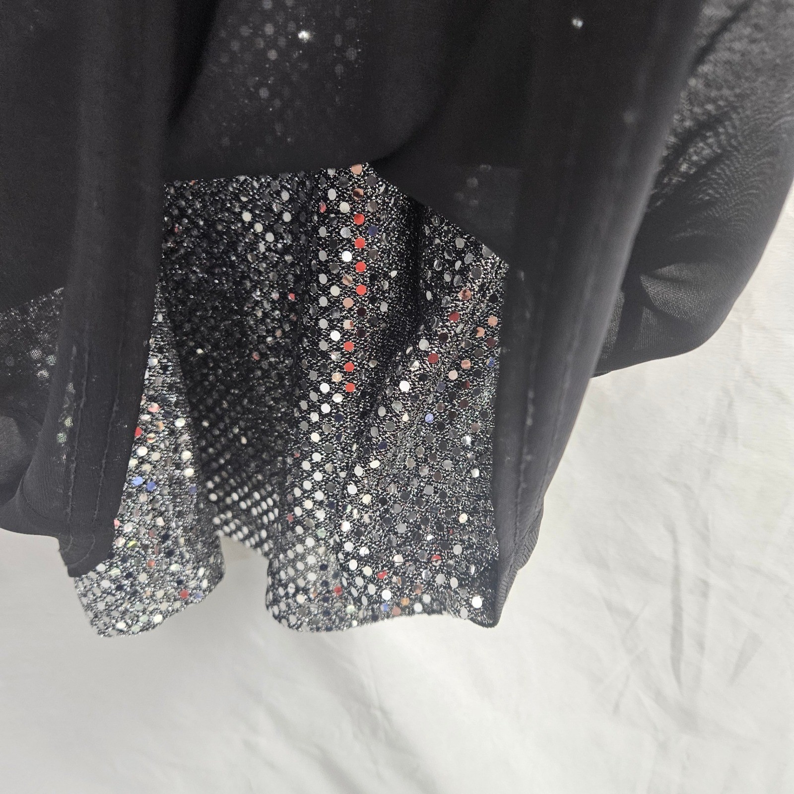 My Michelle Black Sequin Glitter Slip Dress Womens Large Square Neck Made in USA