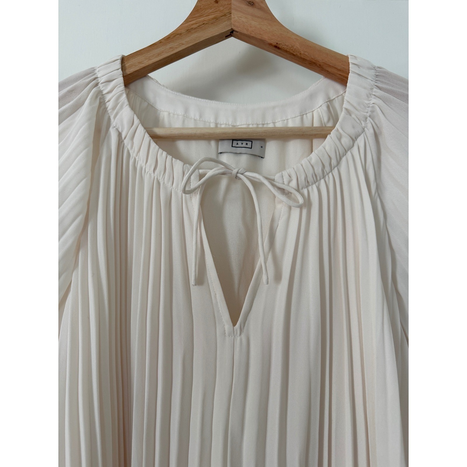 AYR Love Letter Dress White Pleated Balloon Sleeve Mini Dress Small Bride Chic