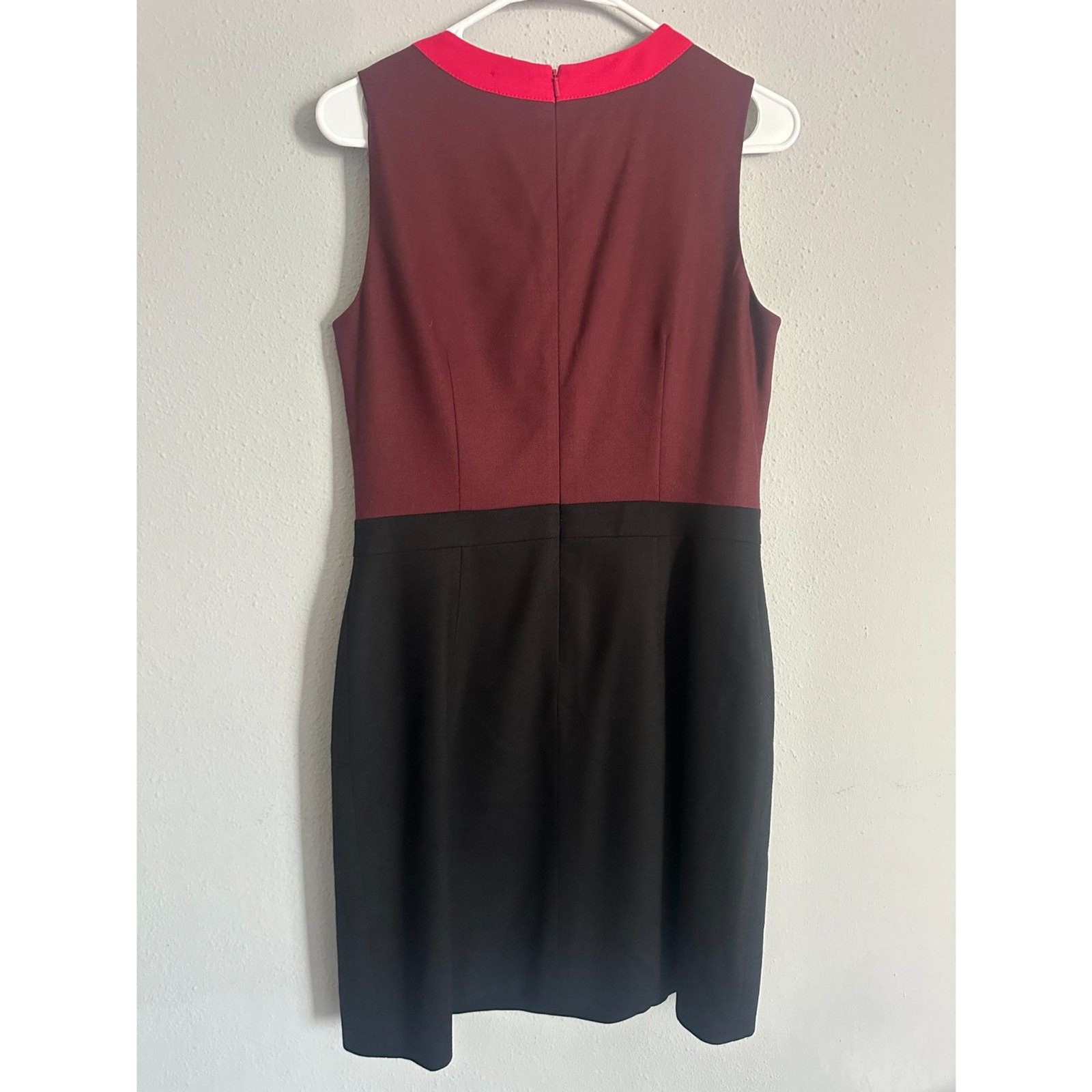 Boden Women’s Wool Colorblock Sheath Dress Size 6 S Burgundy Black Pink