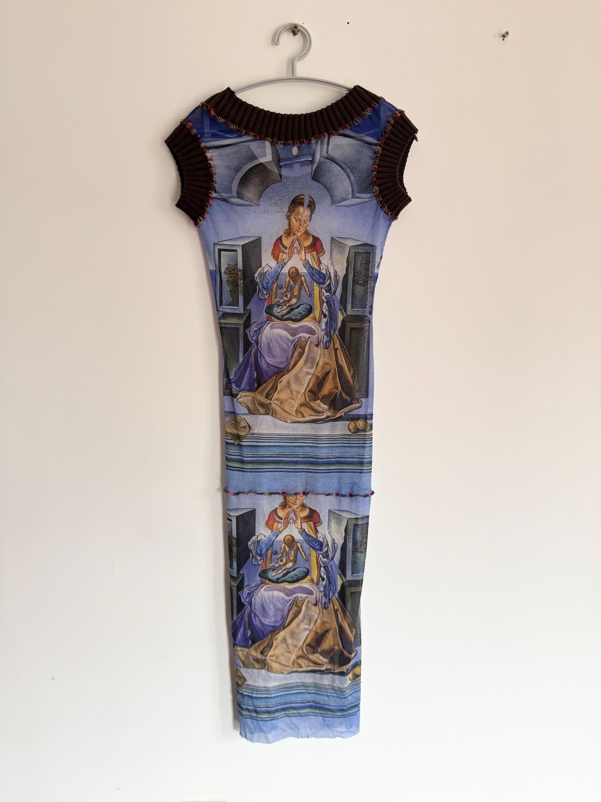 Jean Paul Gaultier blue mesh Maille dress mid length