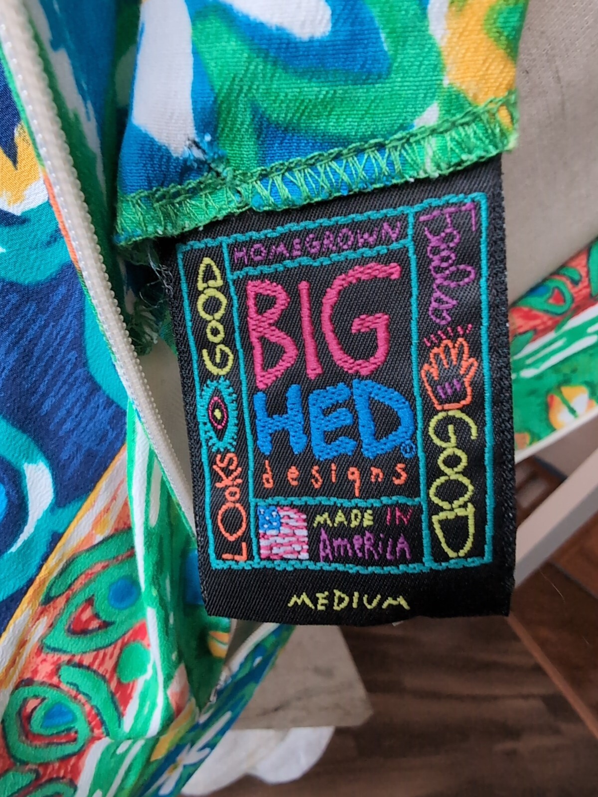 Vtg Big Head Designs Dress M Artsy Colorful Unique Short Pencil Dress