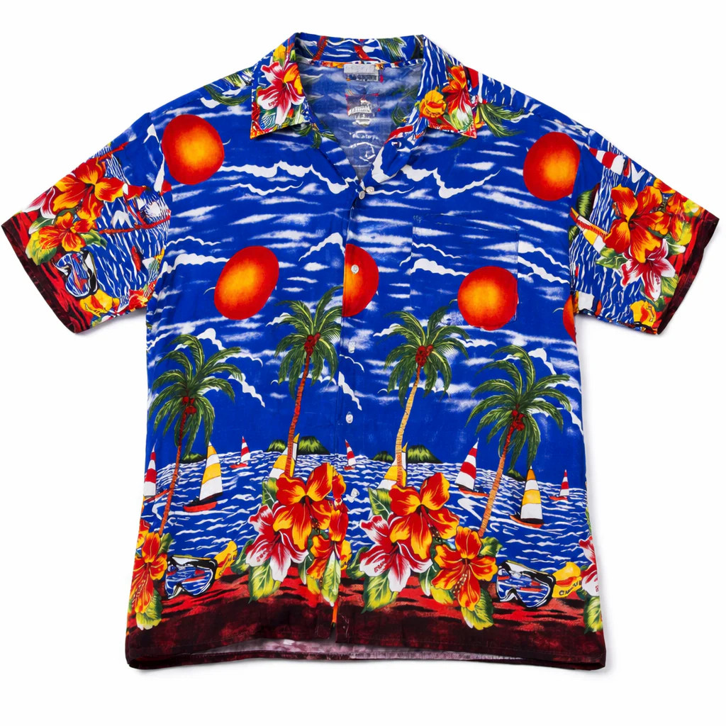 Vintage 1990’s Blue & Orange Sunset Print Shirt