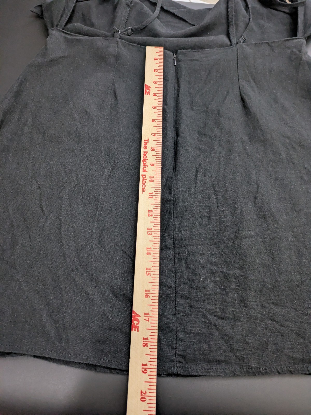 Asos Black Linen Dress Tie Back Top, Mini Length Uk 18 American 16