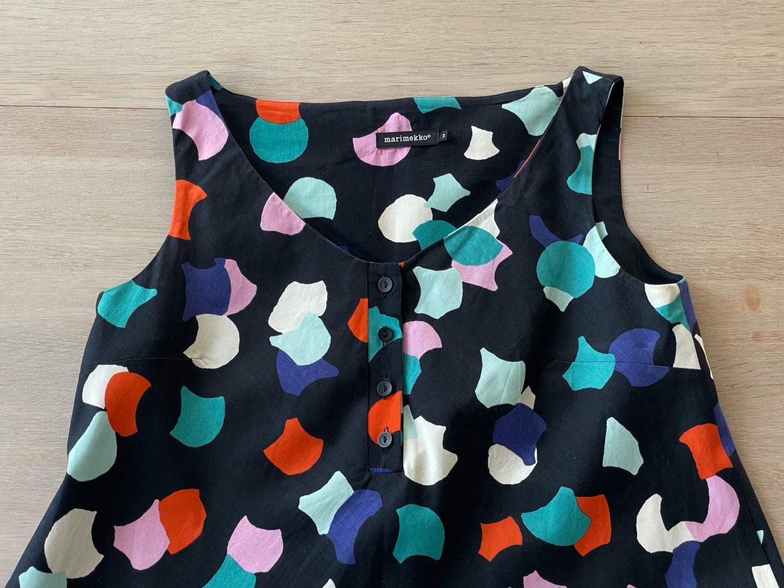 MARIMEKKO Vintage Dress, Colorful Shift Tent Dress, Finland, Size 36, S