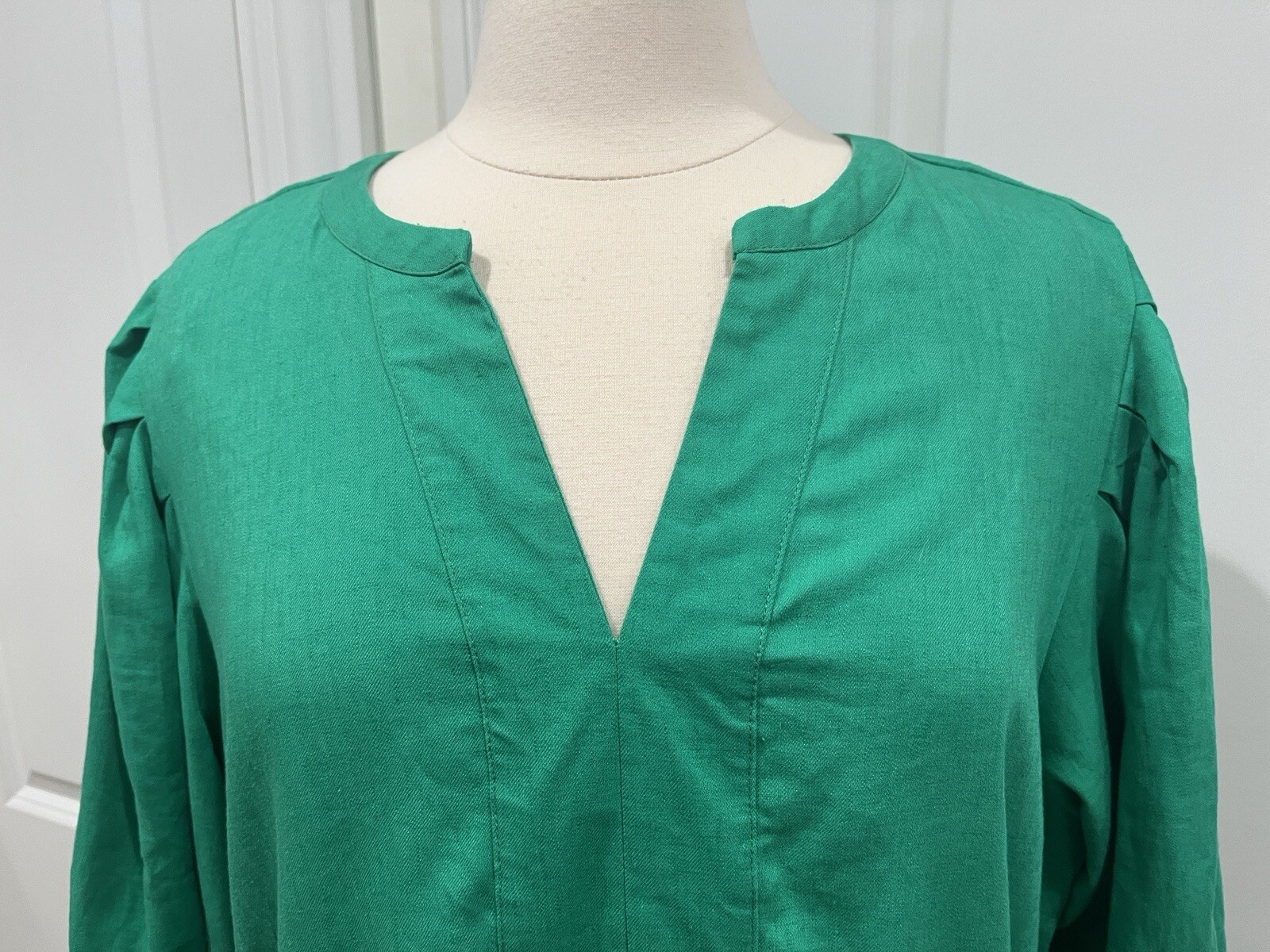 New! Nanette Lapore Linen Blend Dress 3/4 Sleeve Green Size 16 NWT