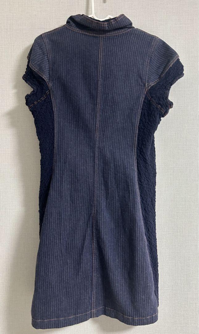 ISSEY MIYAKE Dress Striped Navy Length 34 inches