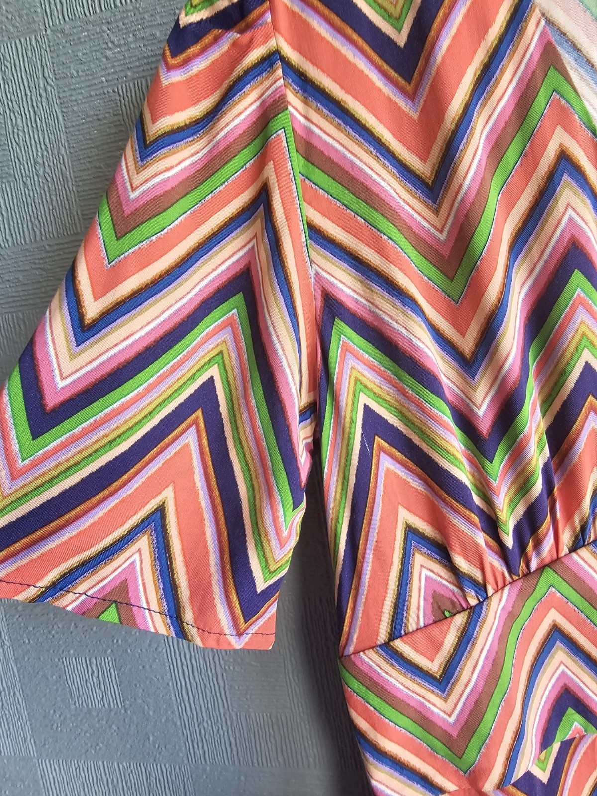 Nobody’s Child x Fearne Cotton Happy Place Chevron Midi Dress Multi Size UK 10