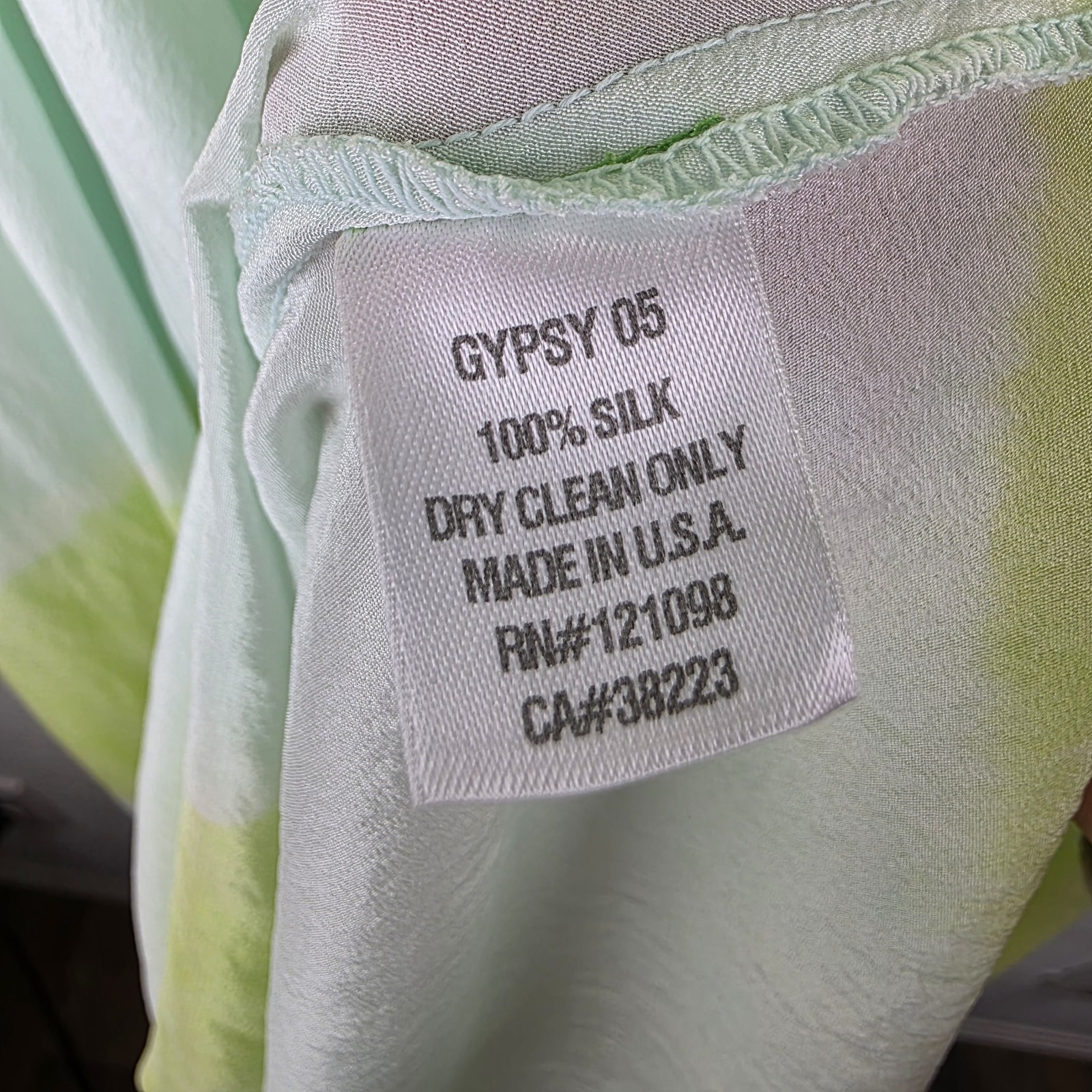 Gypsy 05 100% Silk Mint Green Tie Dye Maxi Sundress M Boho Beachy Resort Wear