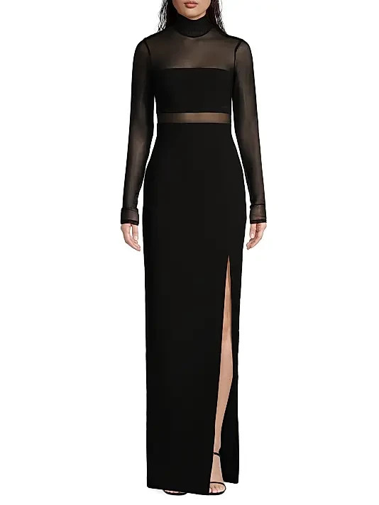 Likely Black Andie Semi-Sheer Turtleneck Gown Size 2 $398