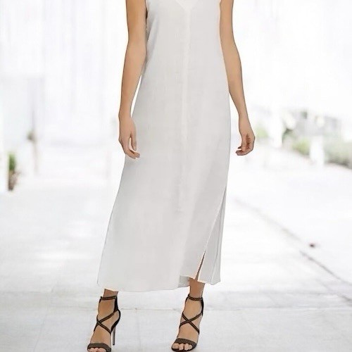 DKNY Women’s Pullover Linen A Line Dress White SZ XXL Cottagecore Minimalist