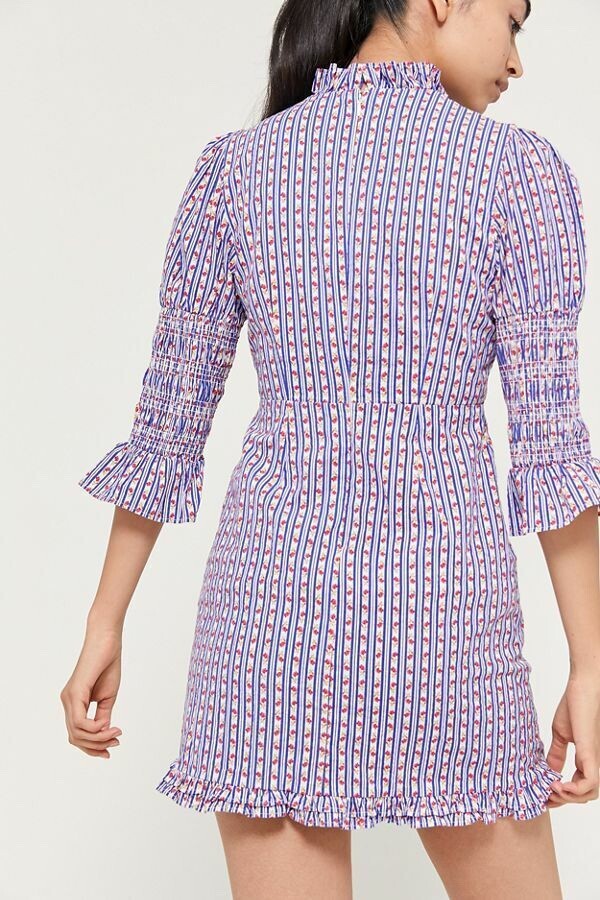 Laura Ashley Prairie Dress Floral Spring Cottagecore Homestead 100% Cotton Blue
