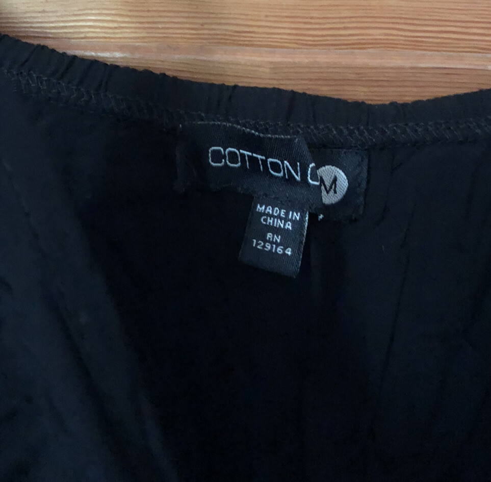 Cotton On Solid Black Strappy Dress Ruffle Top Elastic High Waist Long Sz M