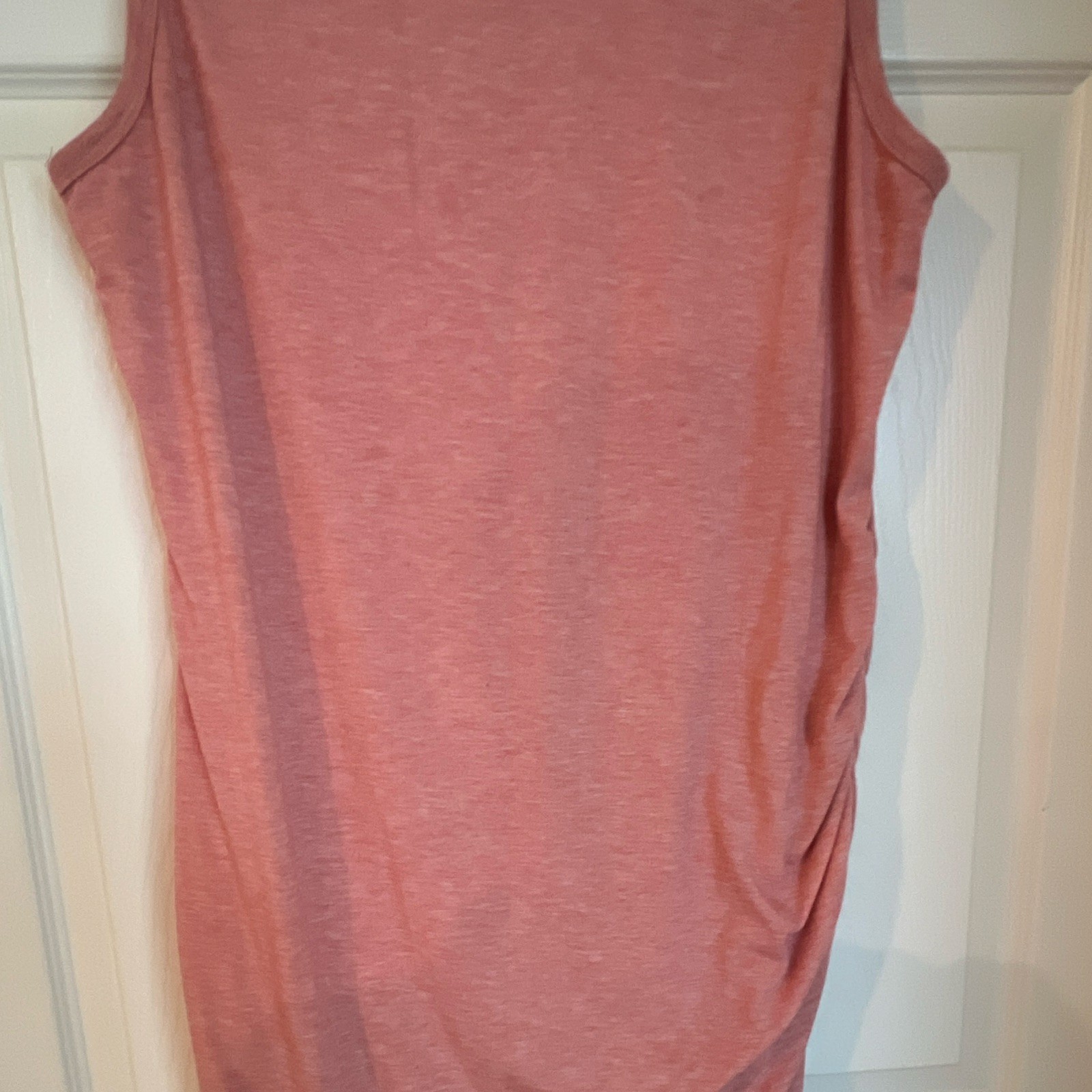 Women’s Pink Solid Bodycon Dress Ruched Stretch Round Neck Sleeveless M