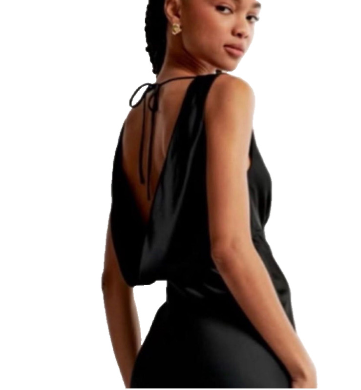 XS Abercrombie black satin cowl dress