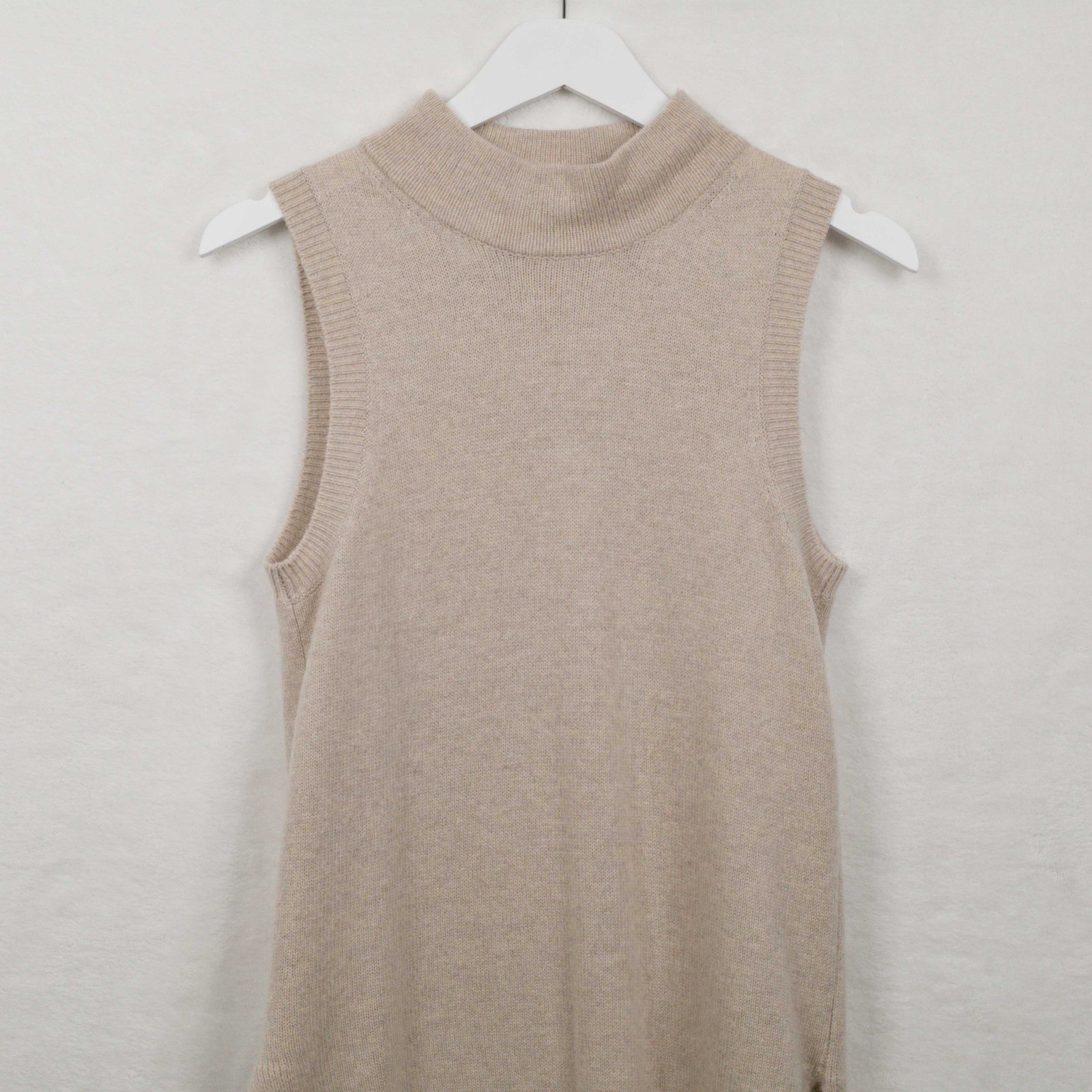 JOSEPH Wool Cashmere Silk Layered Sweater Dress Beige Lagenlook Minimalist Sz S