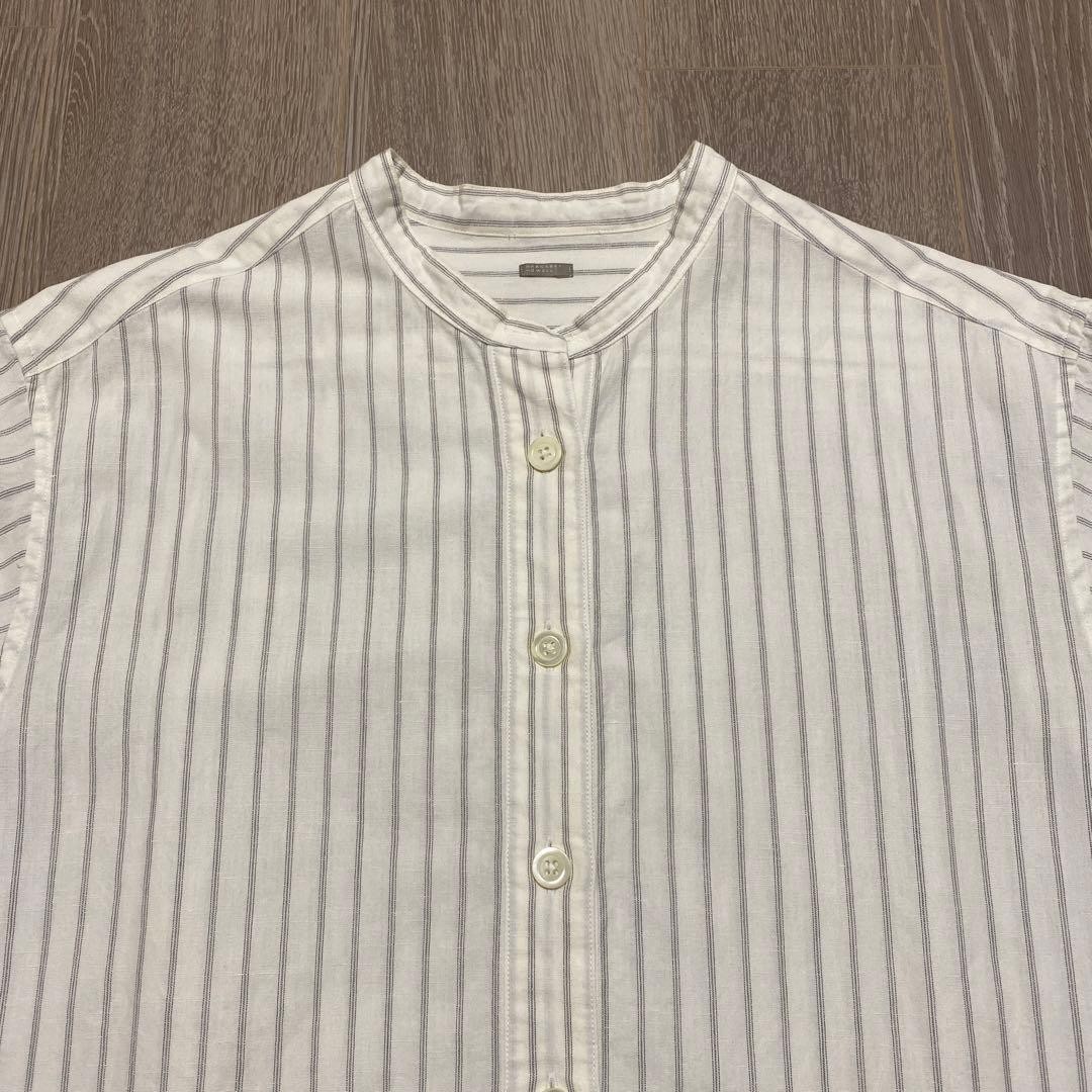 Margaret Howell MHL. Dress Short Sleeve Stripe Band Collar