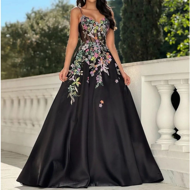 Spaghetti Strap Sleeveless Flowers Party Dress