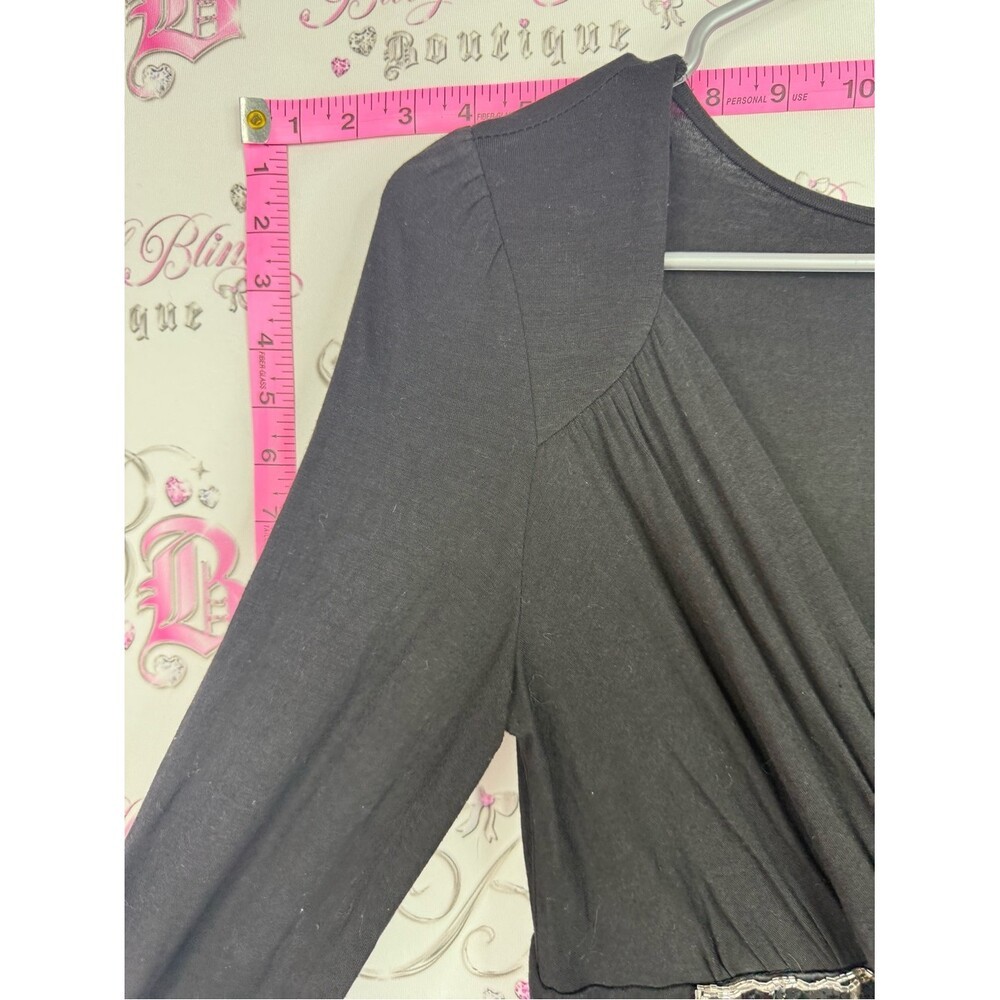 Valleygirl dress Black Long Sleeve V-Neck Dress with Embellished Waist Buckle