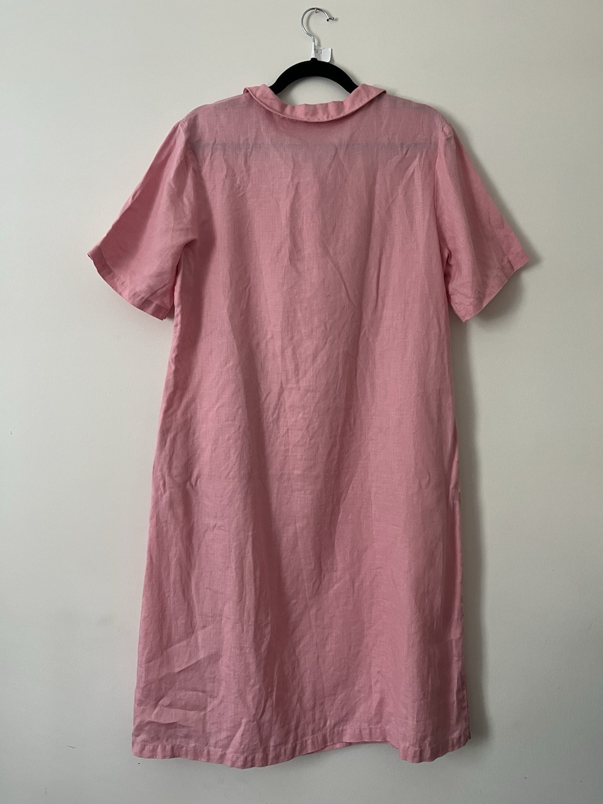 Grae Cove Women’s Dress Pink Linen Short Sleeve Lagenlook Size Medium Spring