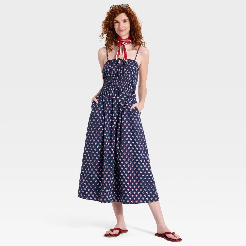 Women Maxi Pullover Sundress – Universal Thread Navy Blue Floral S
